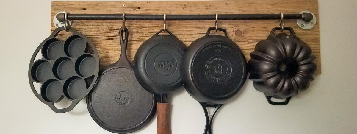 how or where do you store your cast iron? rack ideas (cooking forum at  permies)
