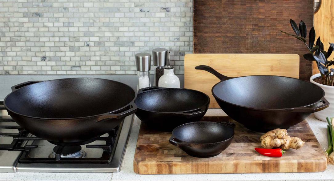 Lodge Cast Iron Wok with Wide Base