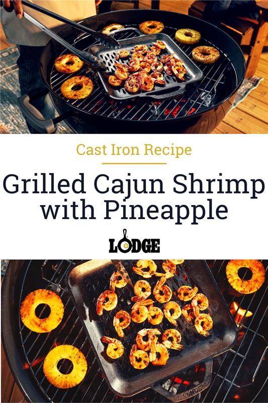 Shrimp, Pineapple, and Bacon in a Cast Iron Skillet