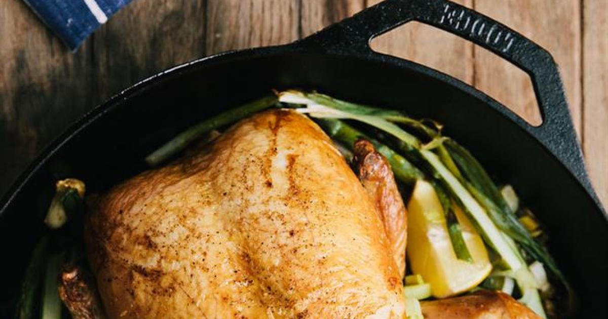 Splayed Roast Chicken With Spring Vegetables | Lodge Cast Iron