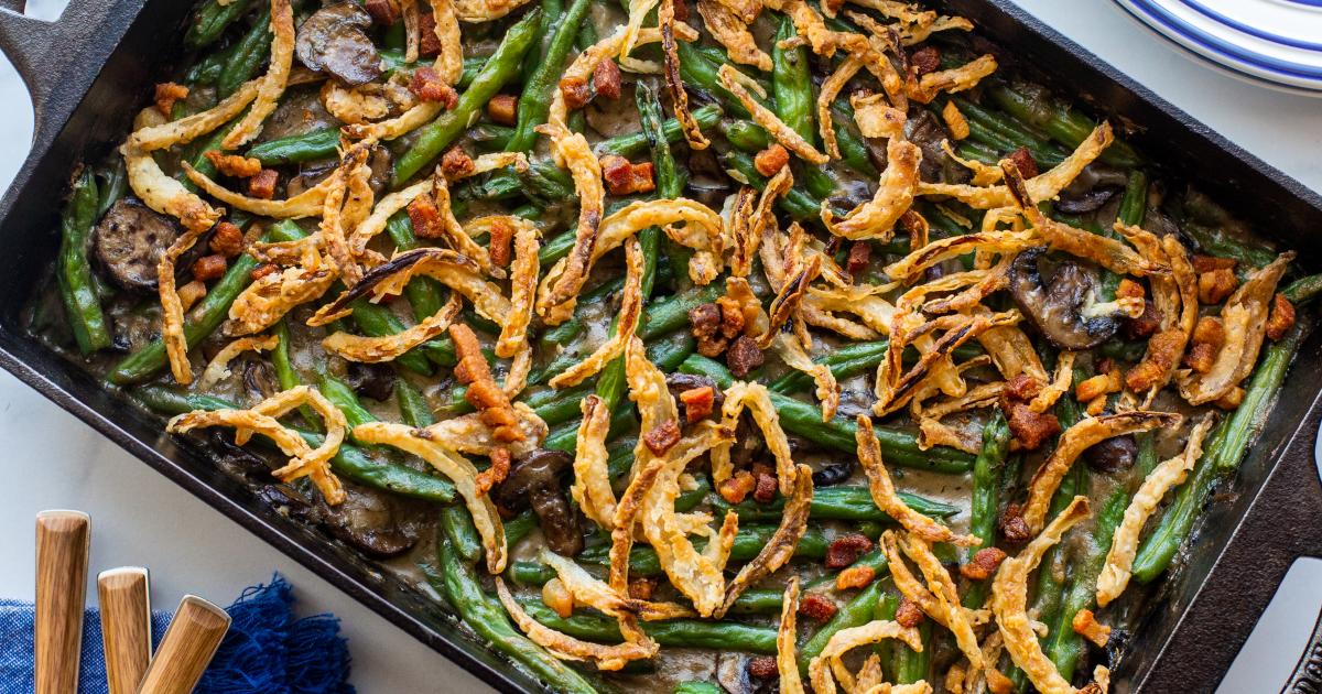 Green Bean Casserole With Crispy Pancetta and Buttermilk Fried Onions ...