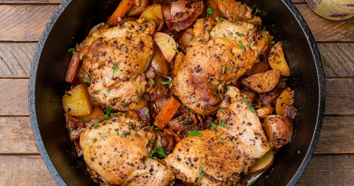 Beer Braised Chicken With Potatoes And Carrots Lodge Cast Iron