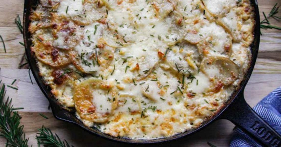 Skillet Scalloped Potato Gratin - Dutch Oven Daddy - Cast Iron Living