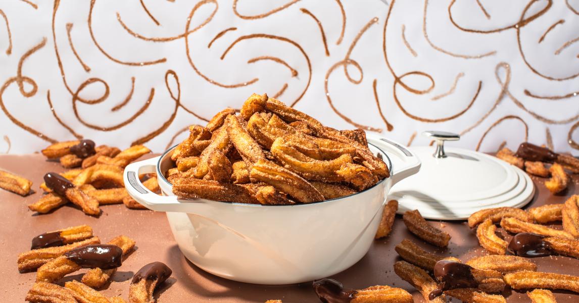 Churros with Chocolate Ganache - A Cozy Kitchen